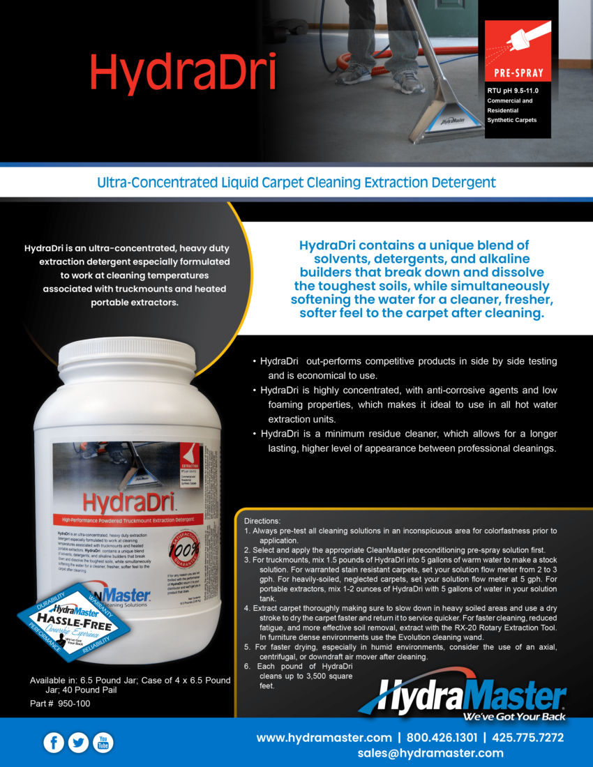 HydraMaster HydraDri Chemia do czyszczenia dywanów