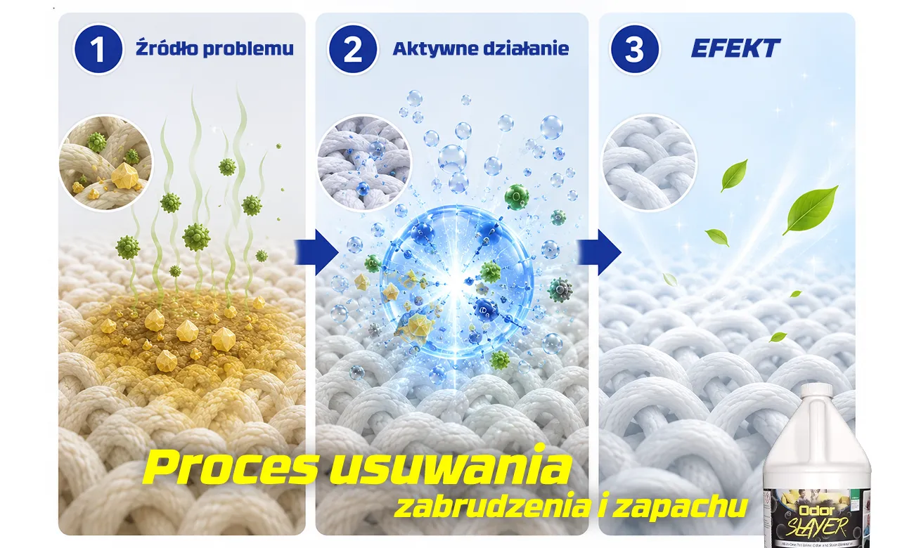 Usuwanie starej żółtej plamy z moczu na materacu za pomocą odplamiacza OdorSlayer